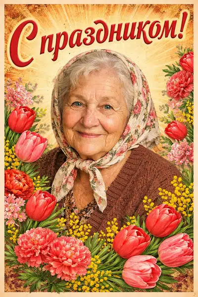 Открытка с цветами СССР