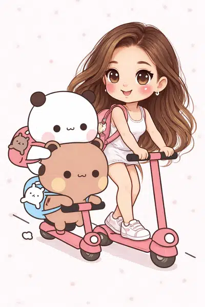 Бубу и Дуду на самокате